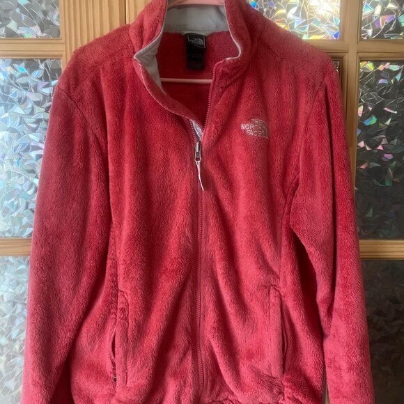 The North Face Plush Women's Sz L Fleece Jacket Zip Front Coral Outdoors Hiker - Picture 1 of 9